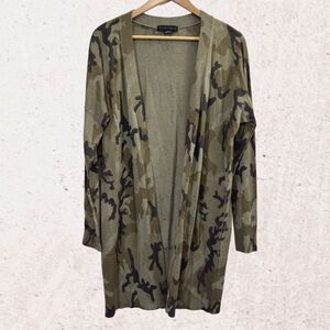 Women's Sanctuary Long Green Camo Cardigan